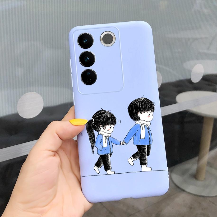 Чехол для Vivo V27 Pro Задняя крышка для Vivo V27e Модный чехол-фунда конфетного цвета с рисунком для Vivo V27 5G V 27e V27Pro V2237 V2230 Мягкий чехол