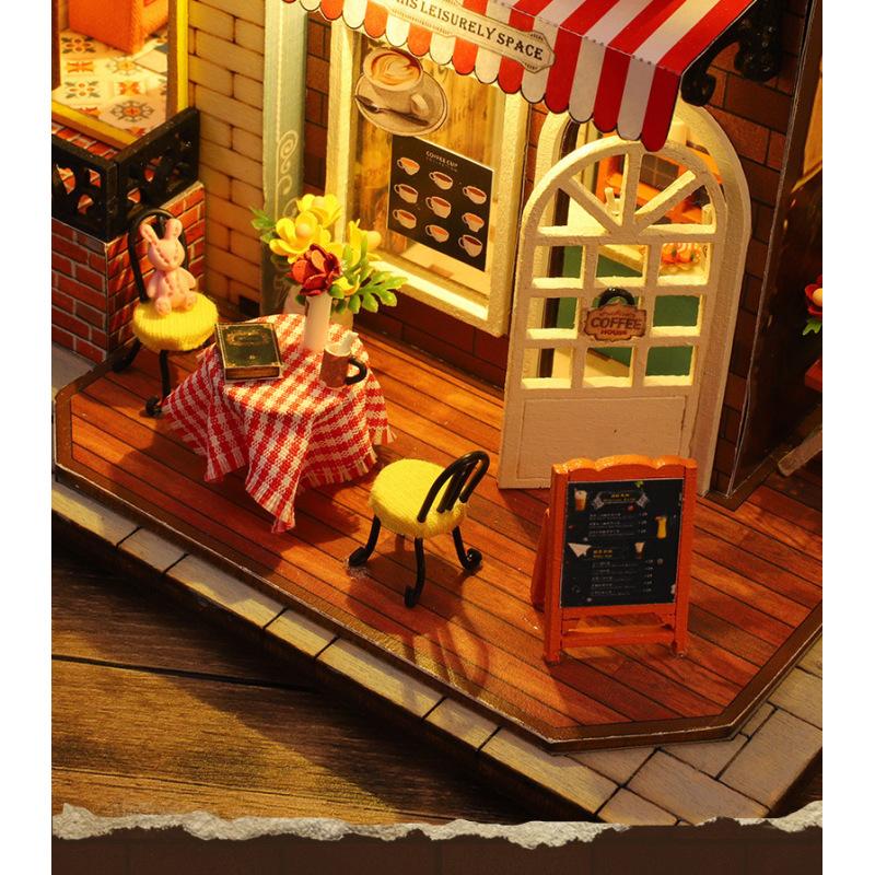 DIY Wooden Book Nook Shelf Insert Kit Chinese Street View Bookends Miniature Building Kits Bookshelf Doll Houses Friends Gifts