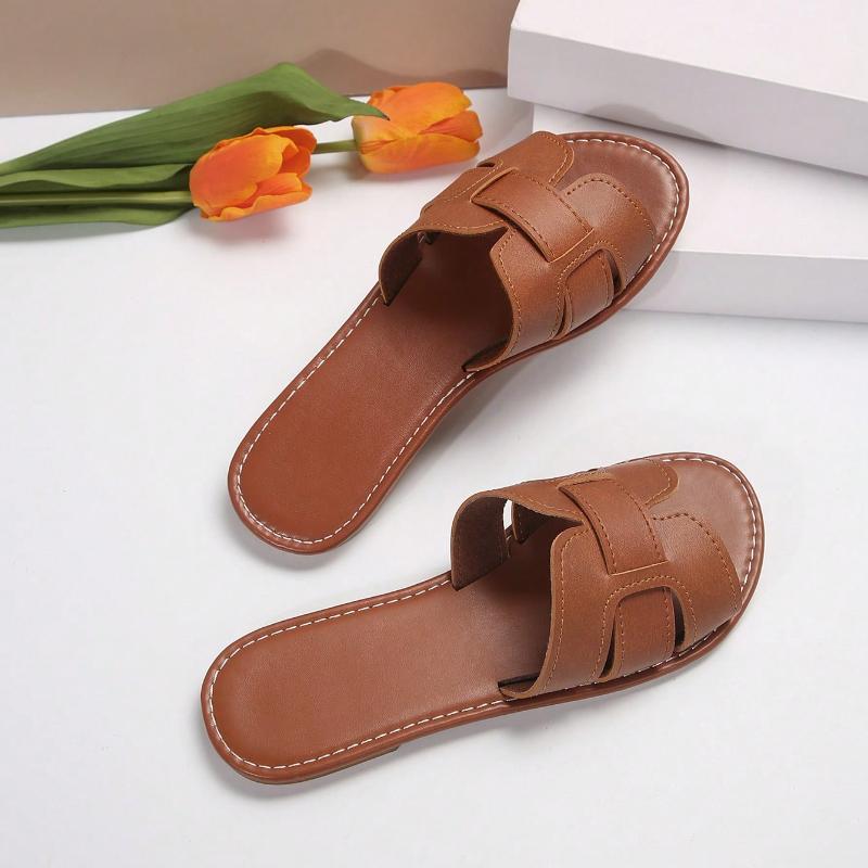 Мода 2025 Новые женские плоские сандалии Открытые повседневные пляжные туфли для удобных тапочек в помещении и на улице