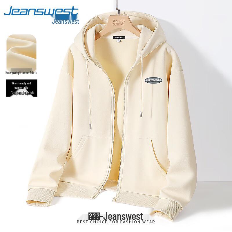 Jeanswest Men's American Letter Hooded Zipper Sweatshirt