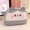 Large Capacity Waterproof Pencil Bag Cute Cartoon Panda Kitten Pencil Case Kawaii Animal Stationery Storage Bag Student Supplies