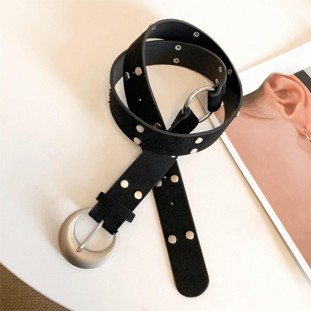 Y2K Western Style Cowboy Belt Metal Ethnic Style Waistband Fashion Rivet Belts  Waist Accessories