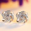 Fine Jewelry Flower Natural Zirconia Diamond Cz Stud Earring Real 925 Sterling Silver Party Wedding Earrings for Women