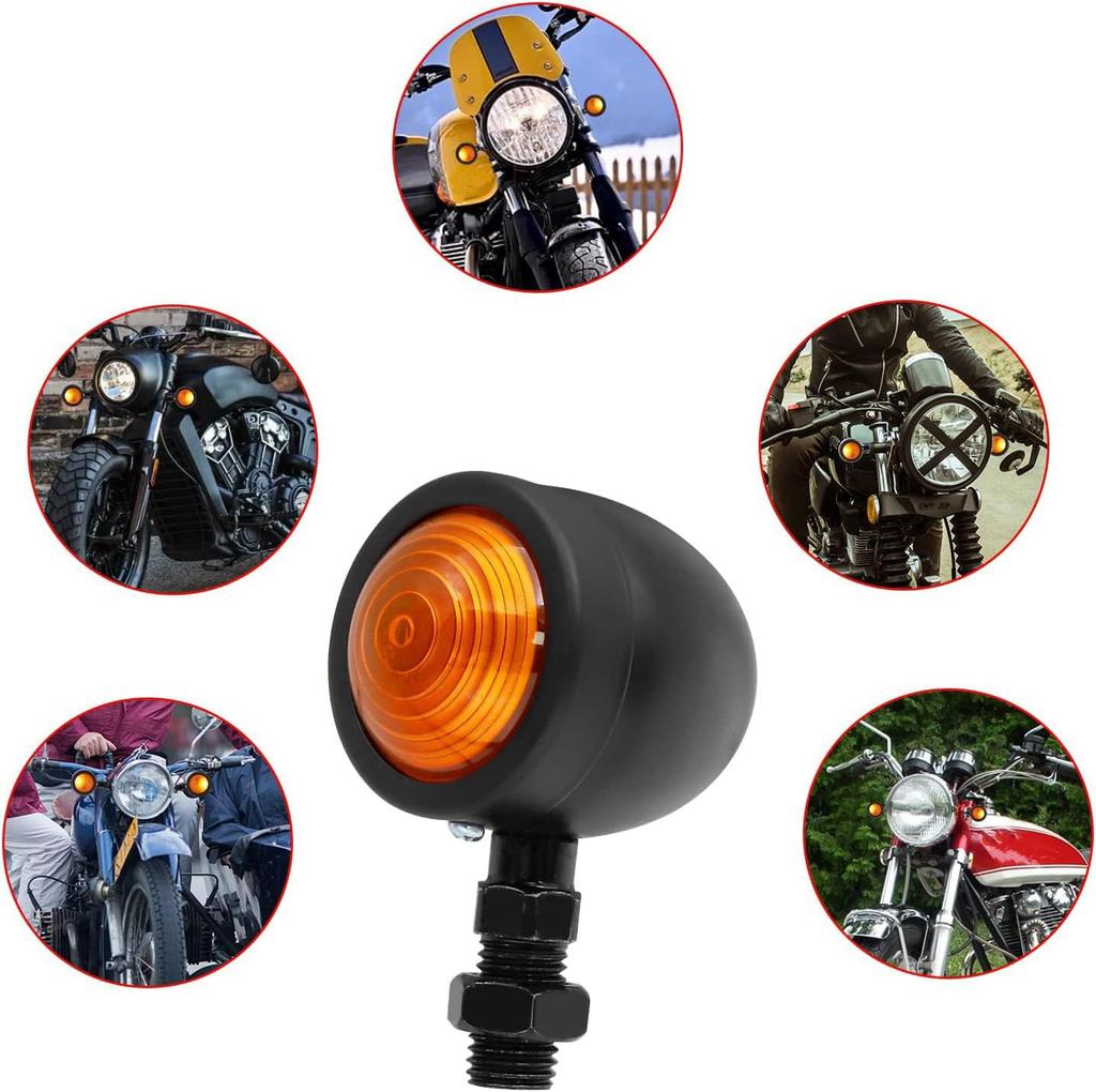 Biqing Motorcycle Indicators, Bullet Shape, Excellent Heat Dissipation, LED Turn Signals, Bullet-Shaped, Universal 12V, 2-Piece Set (Black)