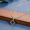 Titanium Steel Necklace Women's 18k Rose Gold Diamond Four-leaf Clover Pendant Niche Light Luxury Black Shell Clavicle Chain Temperament Neck Chain