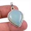 Natural Aqua Chalcedony Gemstone Handmade 925 Solid Silver Pendant 1.50" I0E02