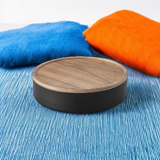 Ящик для хранения Yamazaki Jitsugyo с круглой крышкой, коричневая крышка RIN RIN, трансформируется в поднос для хранения 5800 (Ямадзаки) приблизительно. Ш22.2XГ22.2XВ6см