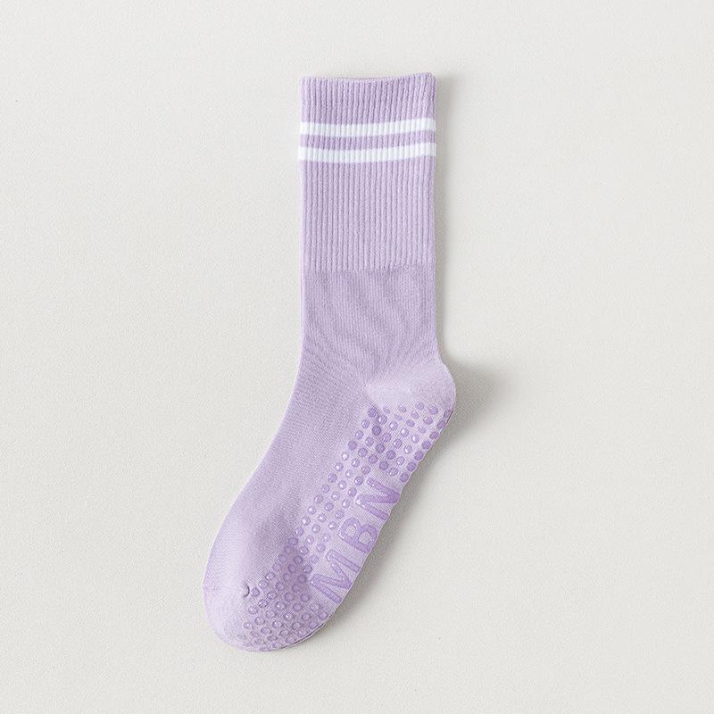 New Cotton Breathable Mid Calf Yoga Pilates Socks Silicone Non-slip Fitness Socks Indoor Dance Gymnastic Training Floor Socks