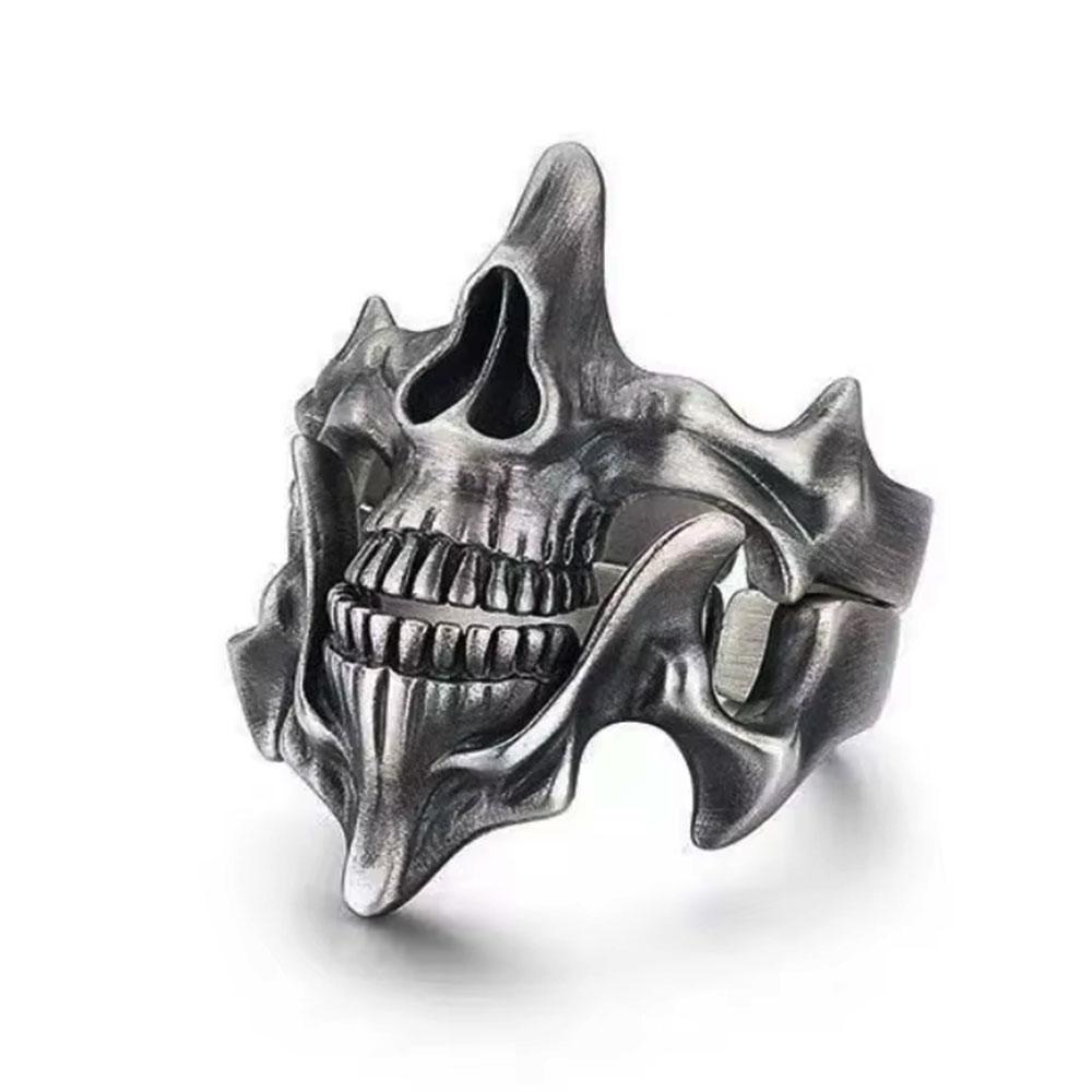 Skull Mask Ring Punk Alloy Opening Adjustable Men'S Ring