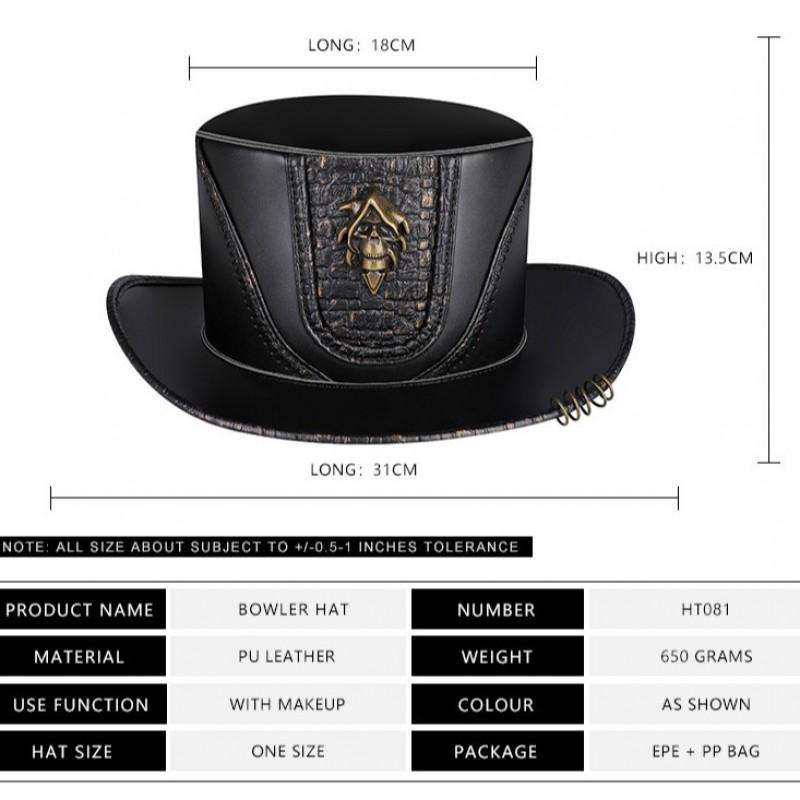 Steampunk Knight Costume Hat Halloween Party Cosplay Vintage Wide Brim Fedora Unisex Adult Accessory