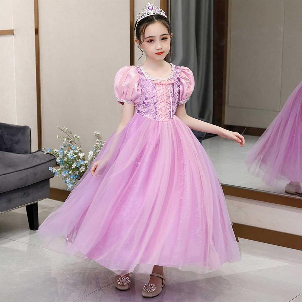 Рапунцель Платье Костюм Косплей Принцесса Костюм Дети Хэллоуин Принцесса Костюм Девочки d197 [monoii] Детский