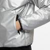 Nike Женская повседневная куртка Windrunner с капюшоном, синтетический наполнитель, принт с буквами, металлическая серебристо-черная CJ2262-095