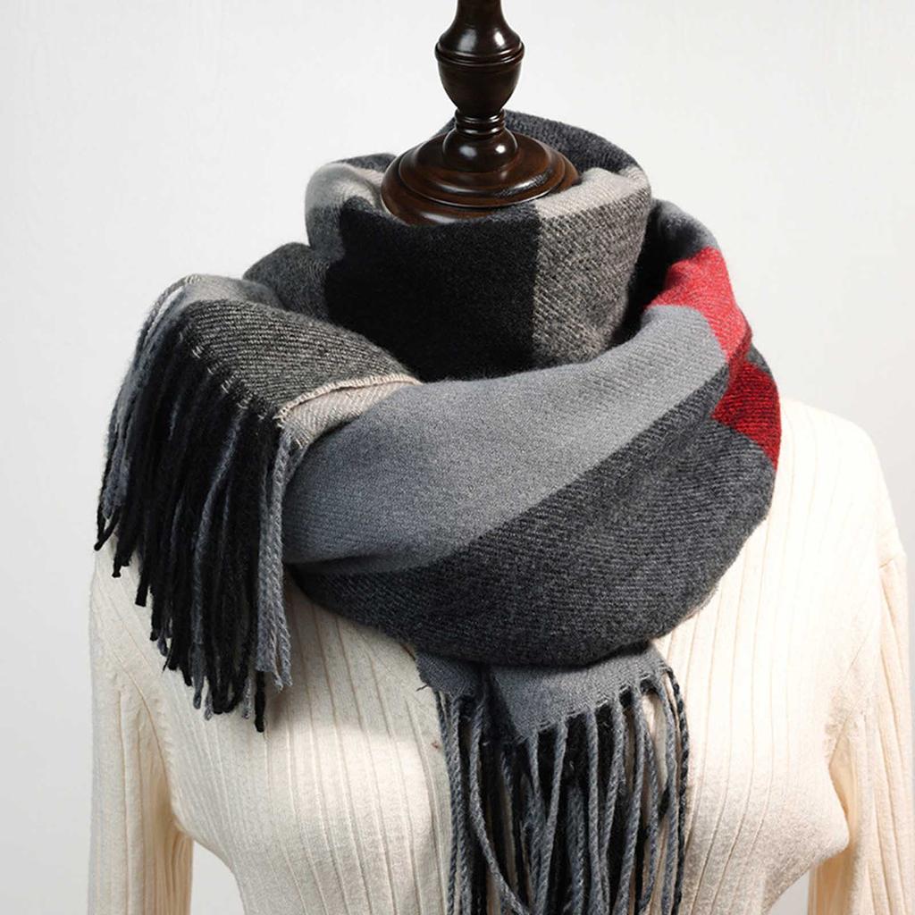 Women's Plaid Scarf Warm Thickening Trend Scarf Shawl Cape