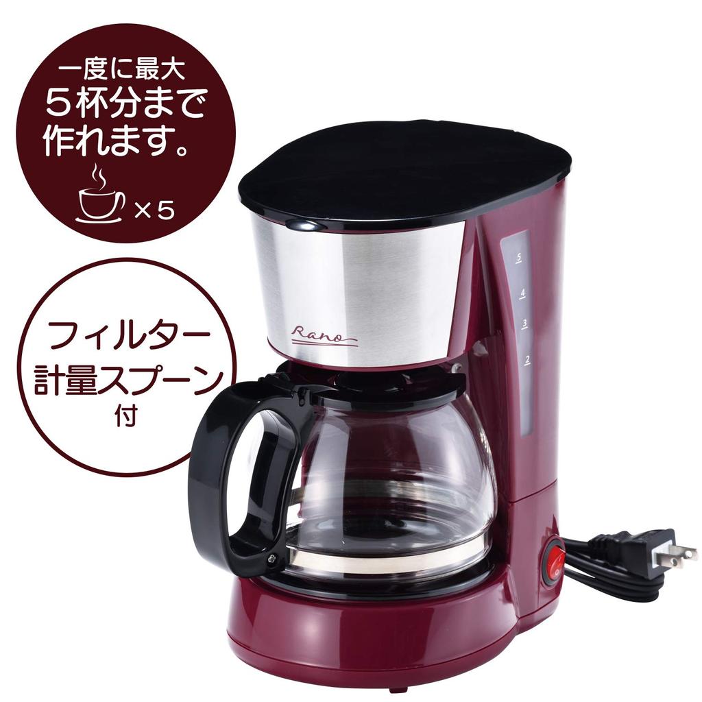 Кофеварка Wahei Freiz на 5 чашек Lanau, простая функция, с безбумажным фильтром, темно-красная MJ-0635