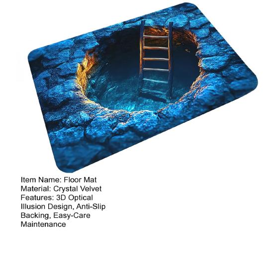 Коврик для пола 3D дизайн с оптической иллюзией Ковер для пола с противоскользящими точками Художественный дизайн пещеры Декоративный акцентный ковер Домашний декор
