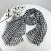 Japanese Small Plaid Linen Scarf Mori Female Literary And Artistic Versatile Breathable Shawl Long Fringed Silk Scarf Female