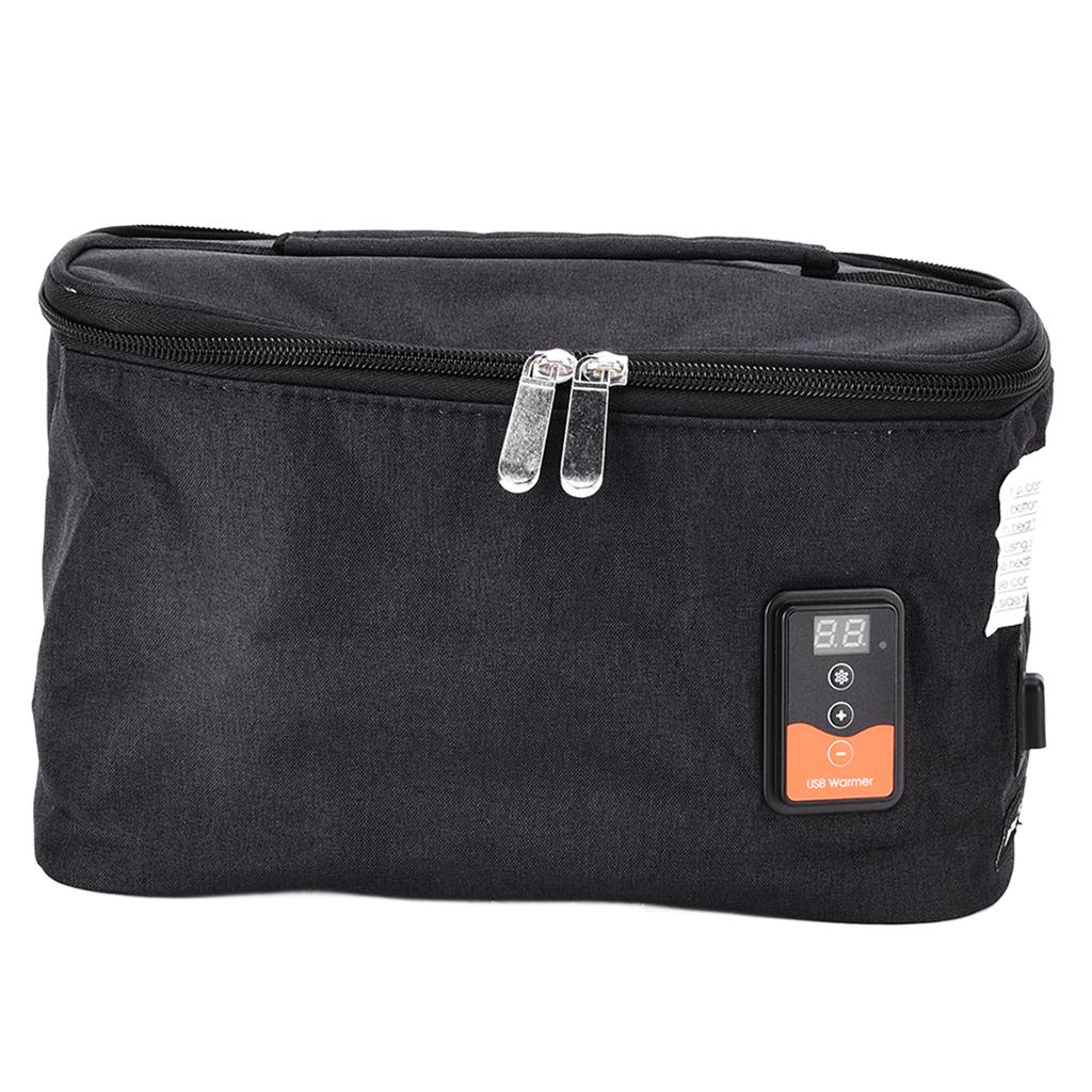 Portable Lunch Oven Bag Black Square Food Warmer Fast Heating Picnic Box for Travel Camping(Black