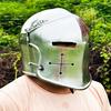 Medieval Barbute Helmet Armour Roman-knight Helmets with Inner-Liner-axe, X-man Helmet Medieval Armor Silver Cosplay Helmet Gift