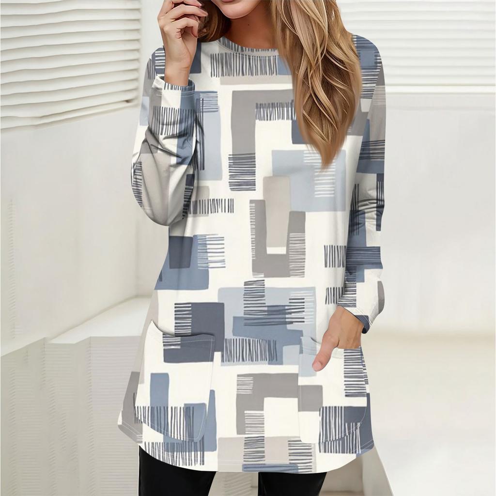 Women's Sweatshirt Pullover Active Sportswear Pocket Print Casual Round Neck Long Sleeve Top