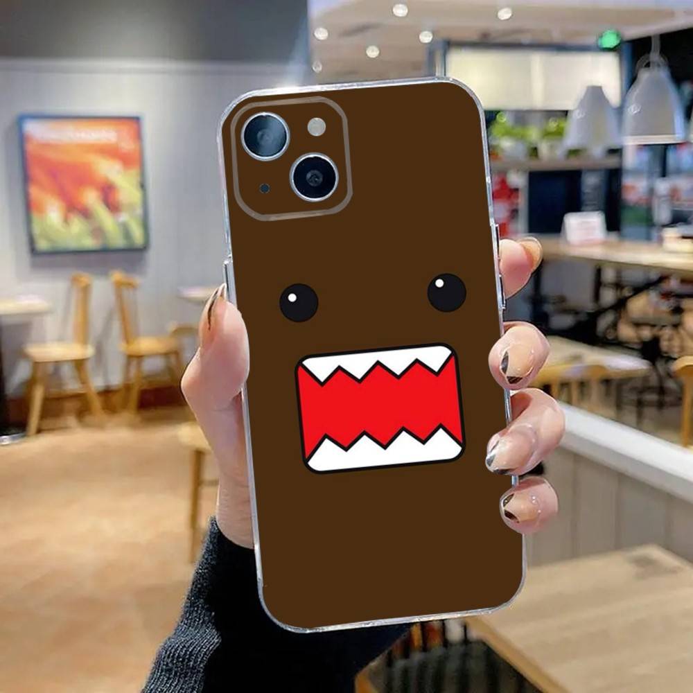 Милый чехол для телефона Domo-kun для iPhone 16,15,14,13,12,11 Pro,Max,Plus,X,XS,XR,SE,Mini Прозрачный Силиконовый Мягкий