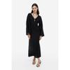 H M Linen Blend Dress Black 1163293001
