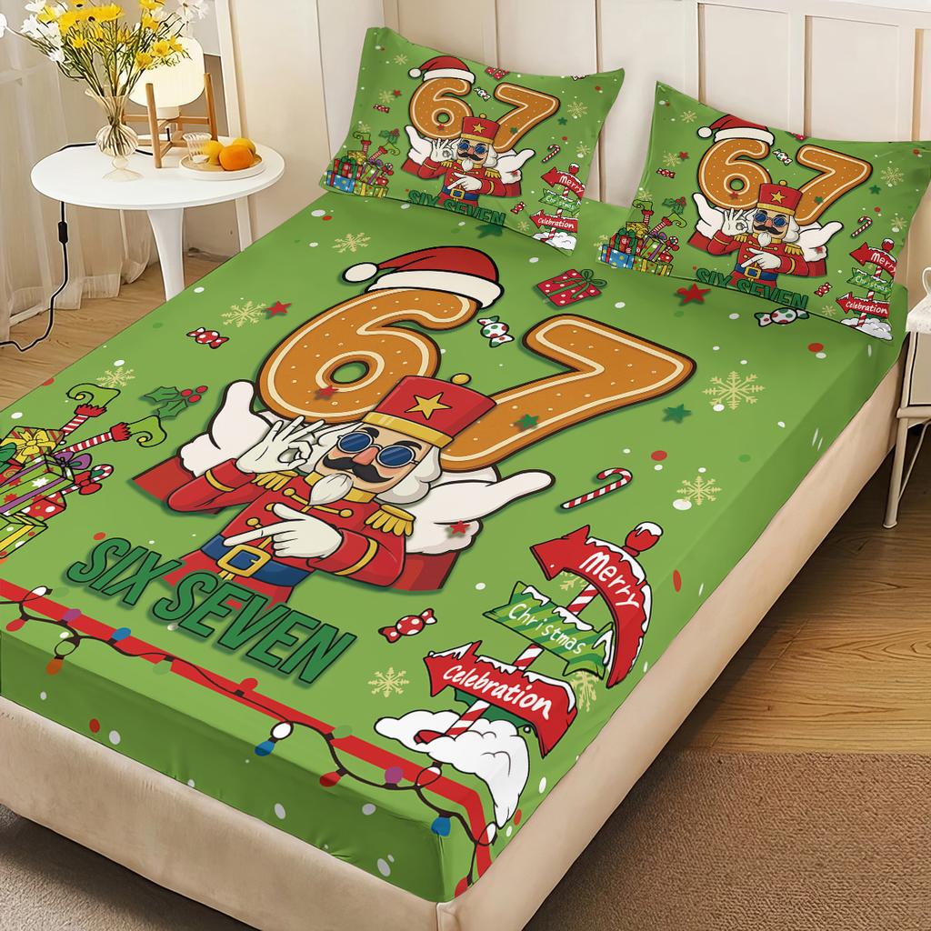 3 шт. Счастливого Рождества 67 элементов с принтом Бесчиповый комплект простыней разных размеров Покрывало для кровати Спальня Общежитие Постельное белье Декор