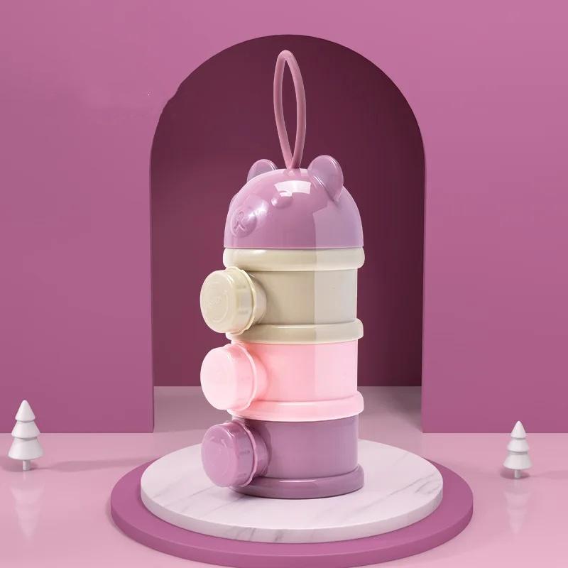 3/4Layer Portable Baby Food Storage Box Cartoon Milk Powder Dispenser for Toddlers, Snack Container for Infants, Kids Lunch Box