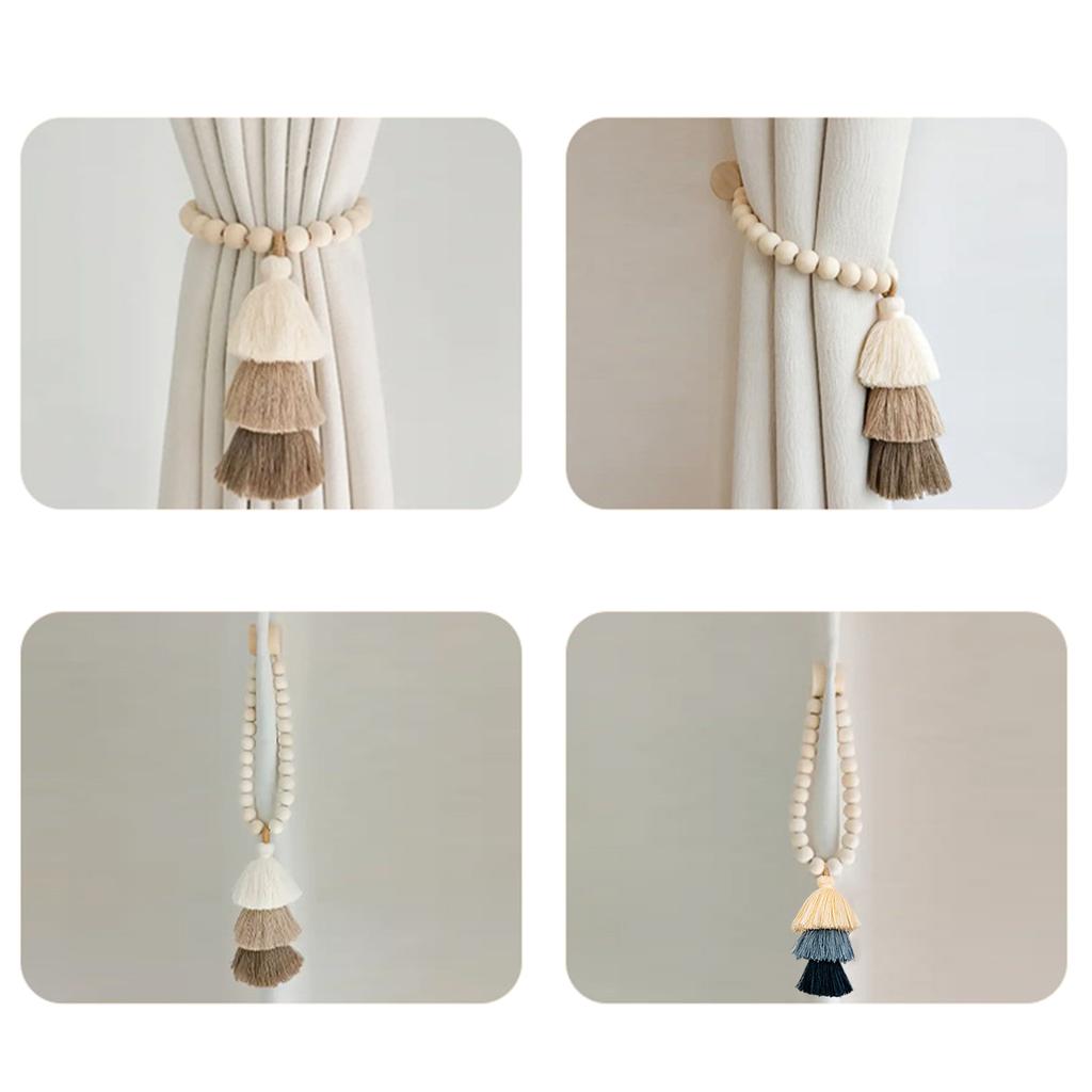 Подхваты для штор из деревянных бусин Магнитные присоски Подхваты для штор Держатели для штор для стены Шторы для спальни Стена Столовая