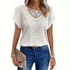 1 шт., кружевная футболка с круглым вырезом, повседневный топ с короткими рукавами для весны и лета, женская одежда