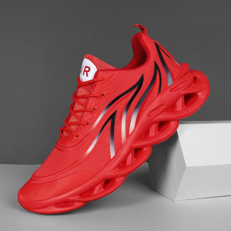 Autumn New Versatile Trend Fashion Casual Shoes Four-color Large-size Flame Breathable Heightening Mesh Sneakers