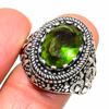Натуральный камень перидот Ручная работа 925 пробы стерлинговое серебро Ювелирное кольцо Размер 9 AR-16731