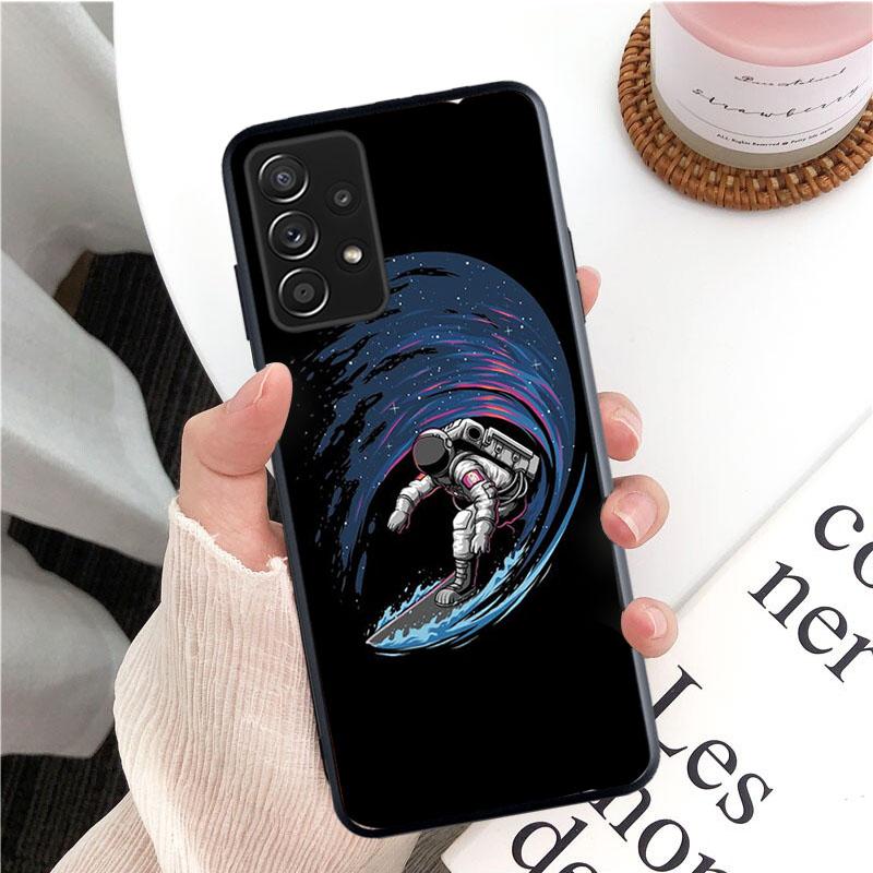 Чехол для телефона «Луна-космонавт» для Samsung Galaxy A35 A55 A54 A15 A25 A05s A05 A22 A24 A52 A33 A34 M34 M14 M54 M23
