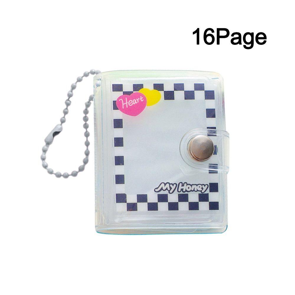 2 Inch Mini Photo Album Snap Button Design Backpack Keyring Photo Card Holder Portable Name Card Book Cartoon Transparent Album
