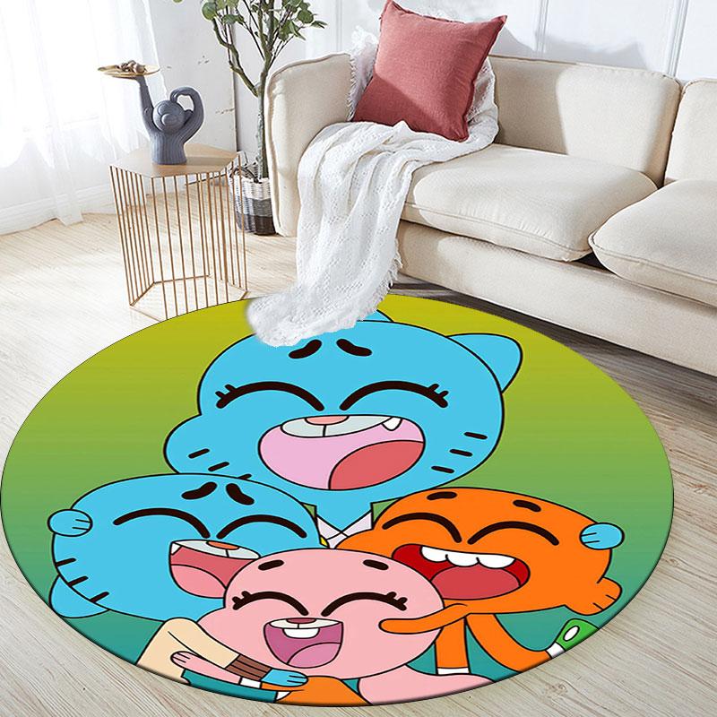 The Amazing World of Gumball pattern round rug,Carpet Rug for Living Room Bedroom Playroom ,Non-slip Floor Mat,Holiday Gifts and Birthday Gifts.