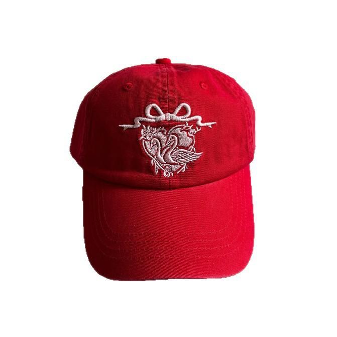 Mandarin duck bow embroidery color matching adjustable baseball cap women's ins super fire soft top sunshade cap versatile tide