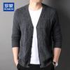 ROMON Мужской утолщенный кардиган из 100% кашемира с V-образным вырезом