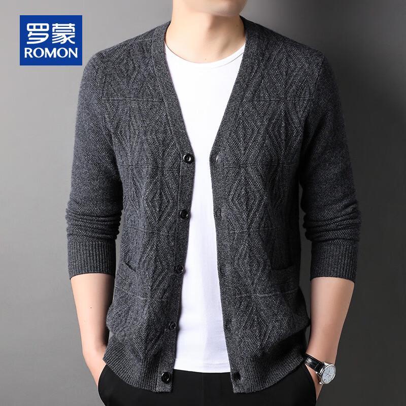 ROMON Мужской утолщенный кардиган из 100% кашемира с V-образным вырезом