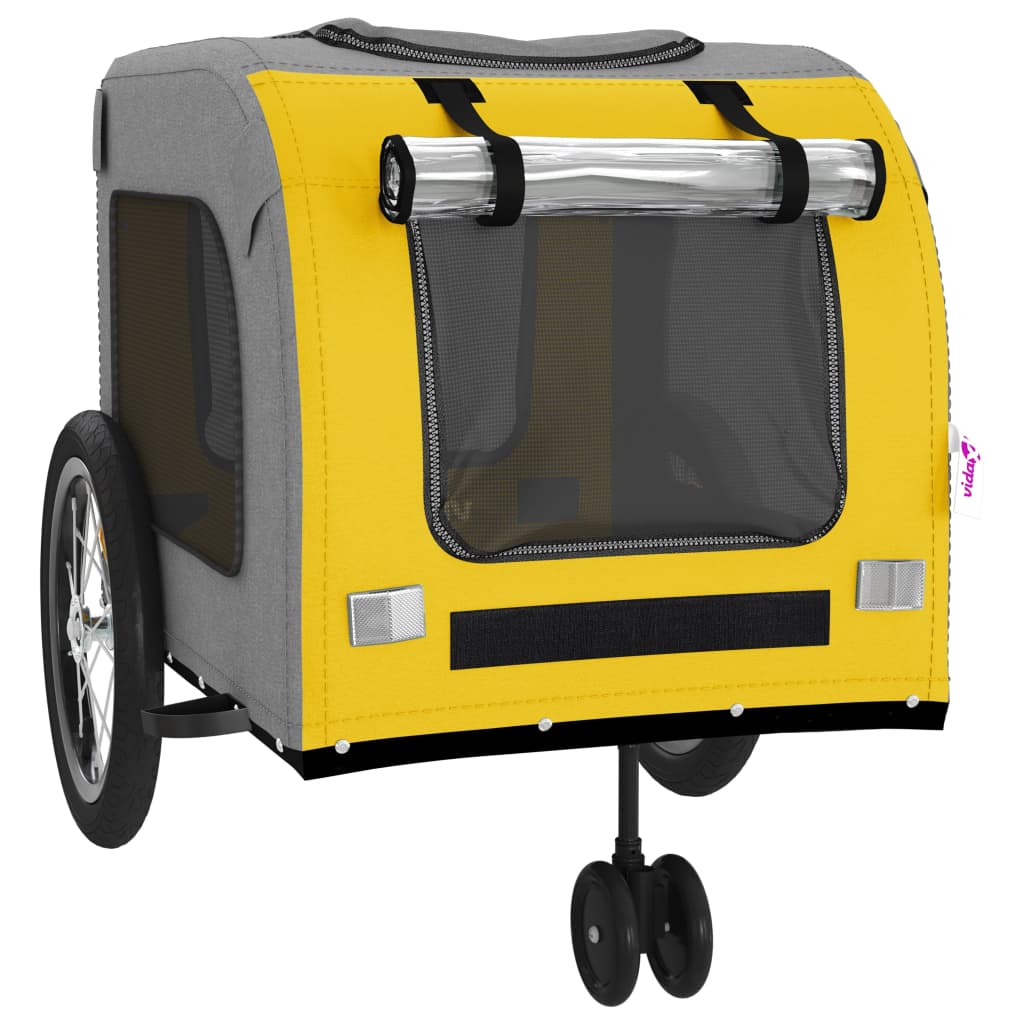 Bicycle Trailer for Dogs Yellow and Gray Oxford Fabric and Iron