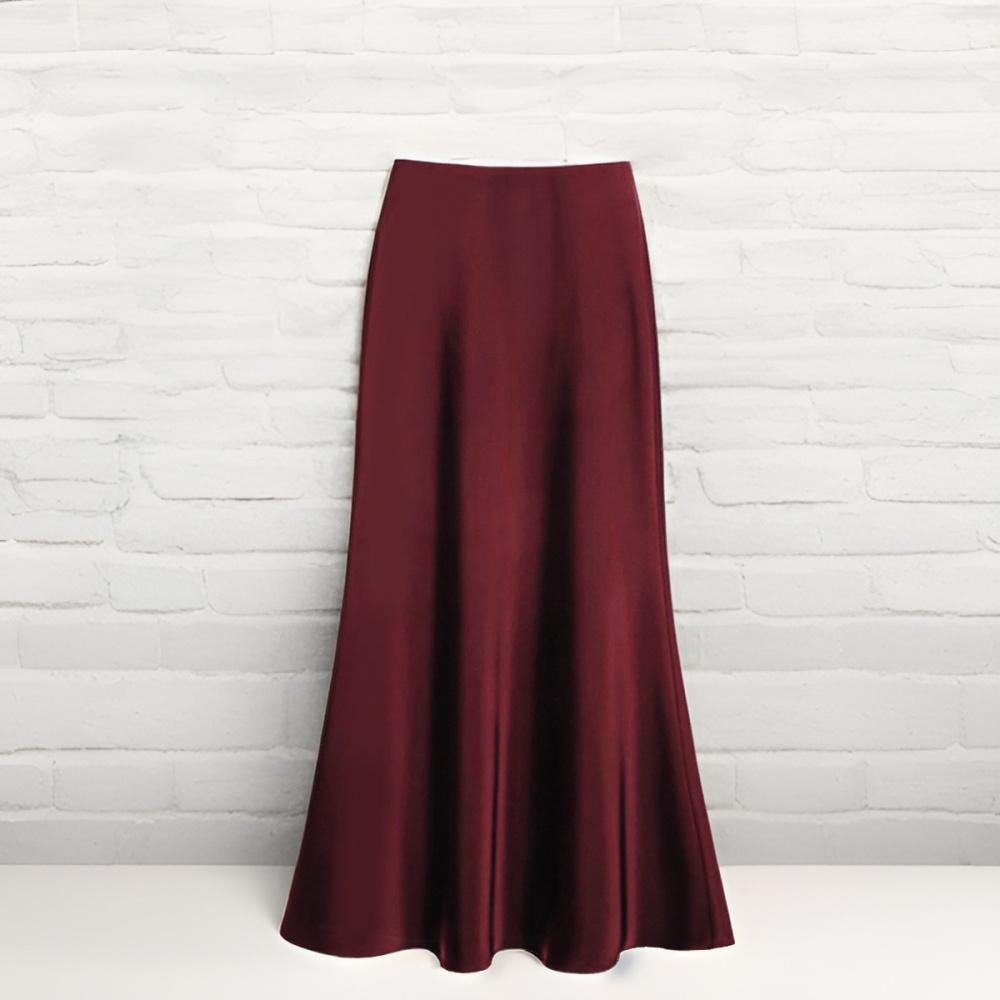 Юбка средней длины из атласа и ацетата с высокой талией, шелковистая, новинка весны и лета, длинная юбка-футляр с асимметричным вырезом