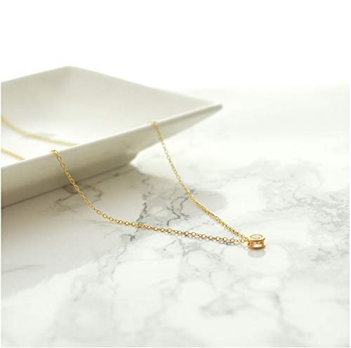 Naot Jewelry Women's Zirconia Necklace [Gift Box Included] Gold 14kgf Round CZ Necklace