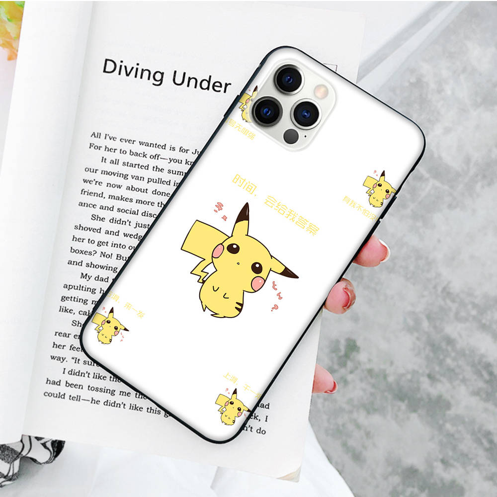 JP37 Pikachu Pokémon Black Soft Case for Xiaomi Poco X6 X4 M5 M6 F5 F6 C65 C55 C50 C51 C40 Pro Redmi 14C A3X 13C 12C 11T 10A 9C Note 7 6 8A Plus
