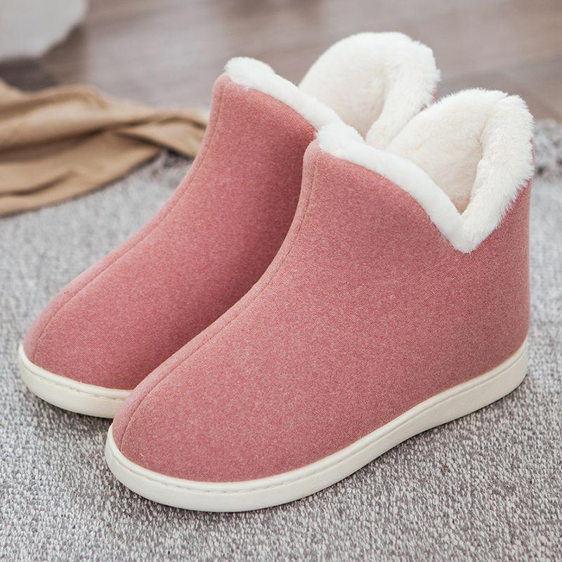 Winter Adult Men And Women Thick Warm Floor Shoes High Tube Non-Slip Indoor Cotton Shoes Plush Home Slippers Shoes Women