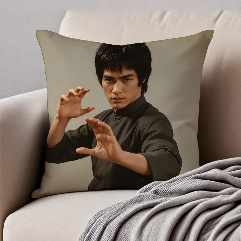 Chinese martial arts star JJackie Chan Cushion Cover Pillowcase Antidustmite Invisible Zipper Short Plush Sofa Cushion