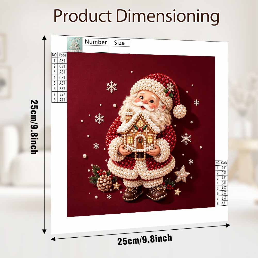 DIY Santa Claus and gingerbread house pearl painting kit for crafting. home wall decoration