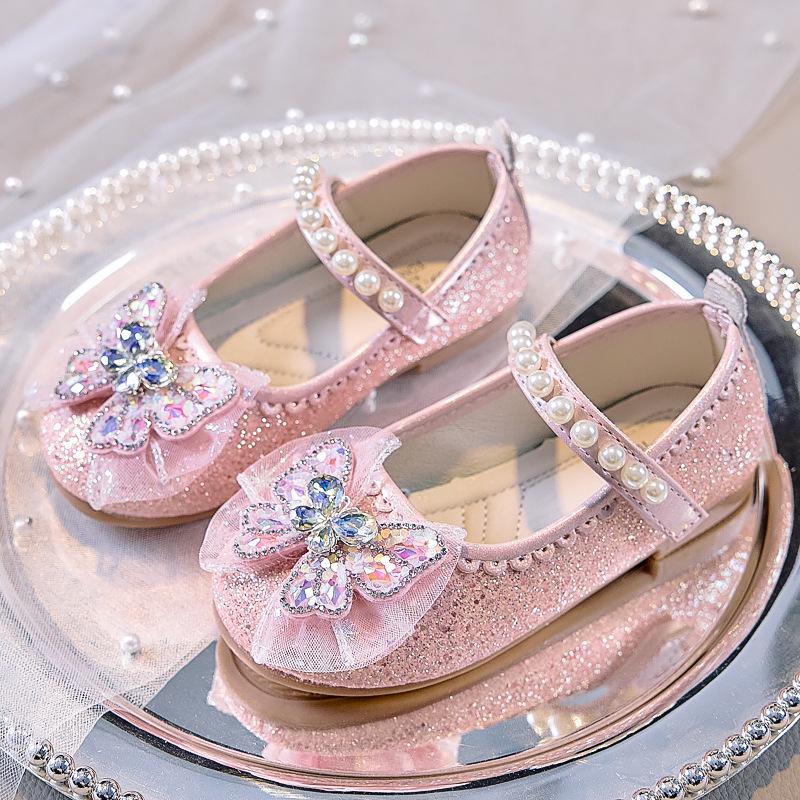 Autumn 2025 Korean Style Glossy Princess Girls' Closed-Toe Soft Sole Shoes for Stage Performance