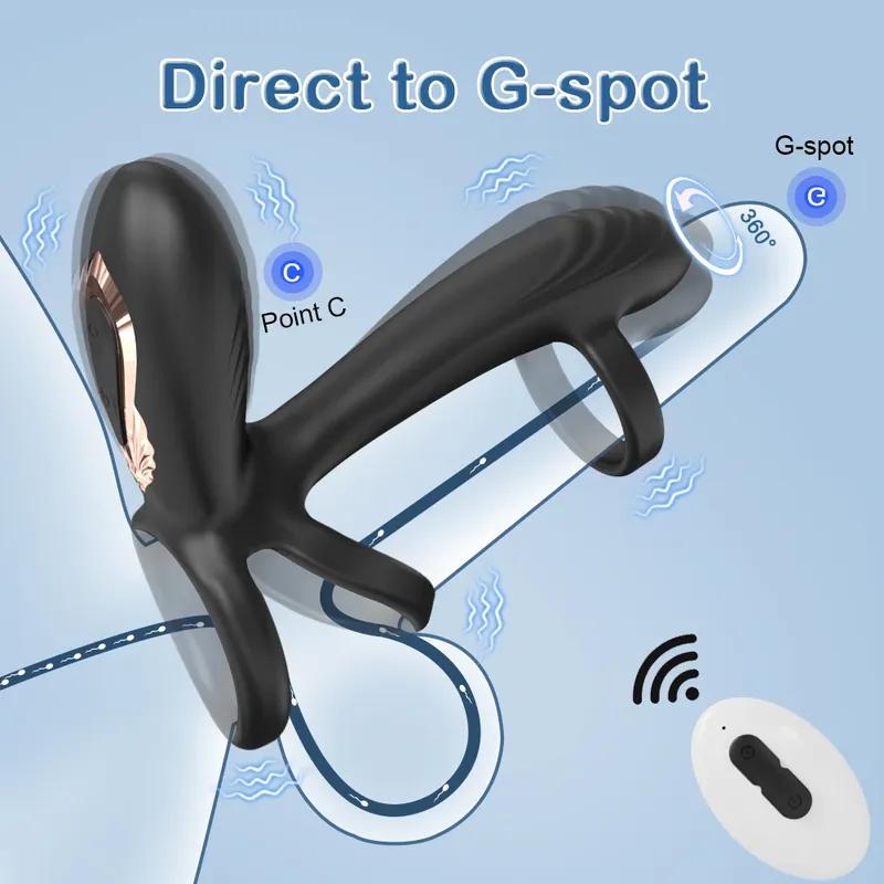 Вибрирующее кольцо на пенис с вращающимся на 360° стимулятором точки G Кольцо для члена Взрослые секс-игрушки Клиторальный массажер для женщин, мужчин, пар