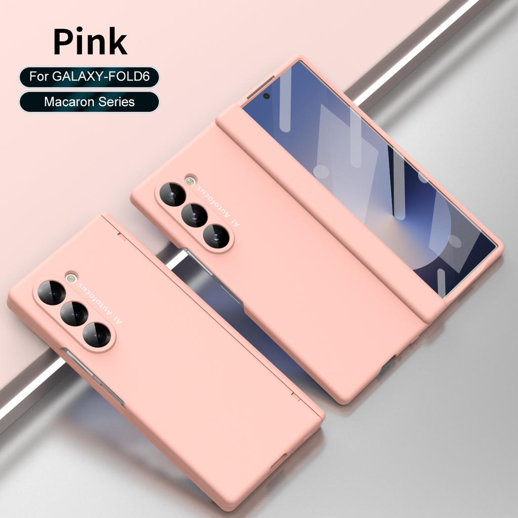 Matte Folding Case for Samsung Galaxy Z Fold 6 5 4 3 Case Skin Friendly Hinge Optional Pen Slot with Tempered Film Shockproof Cover