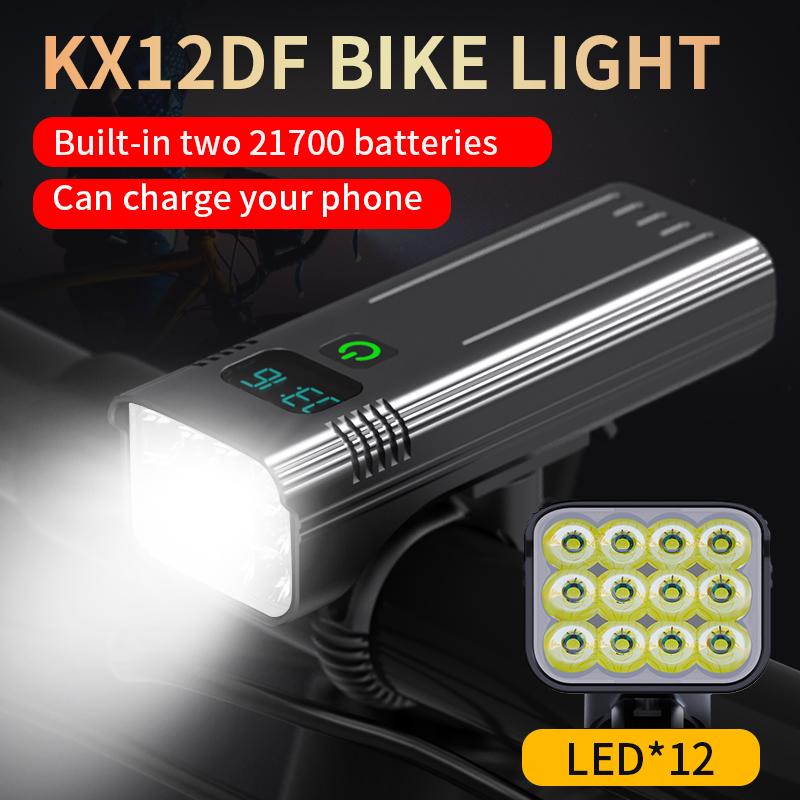 KX12DF Велосипедный фонарь Передняя лампа Перезаряжаемый мощный фонарик Велосипедное оборудование Аксессуары для ночной езды на горном велосипеде