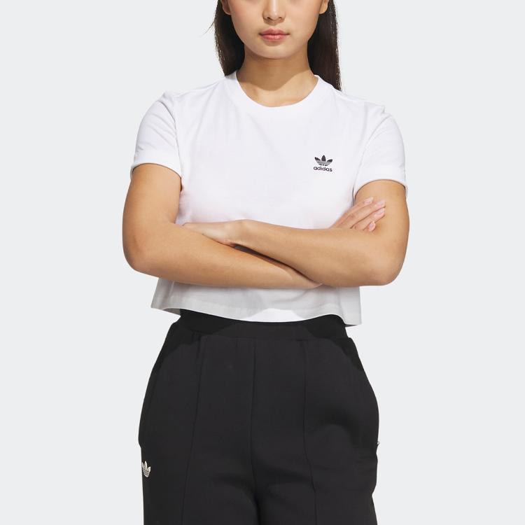 adidas Оригинальный укороченный топ Adiclub с сплошным логотипом женские топы белые IP1794