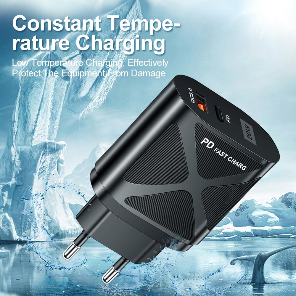 USB-адаптер для путешествий 5В/9В/12В с PD20W и QC3.0 Быстрая зарядка - Стандарт США/ЕС/Великобритании
